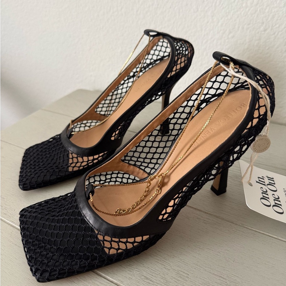 Bottega Veneta Black Mesh Heels